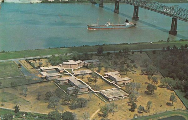 Westwego Louisiana air view Our Lady of the River School vintage pc ZA441467