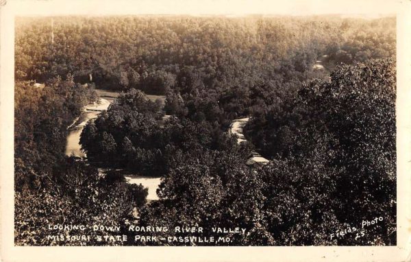Cassville Missouri panoramic view Roaring River Valley real photo pc ZA441496