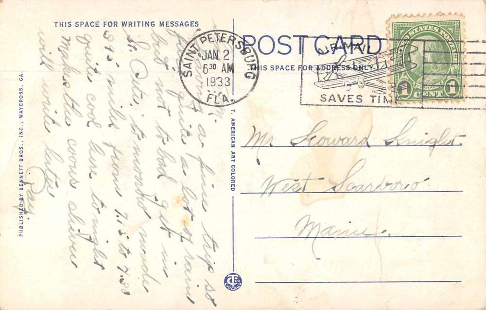 Waycross Georgia Atlantic Coast Line Shops Aerial View Vintage Postcard JF685699 - Image 2