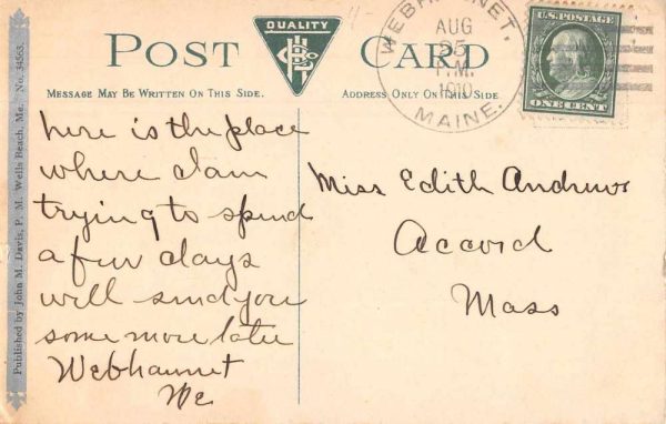 Wells Beach Maine Residences Scenic View Vintage Postcard JF685757 - Image 2