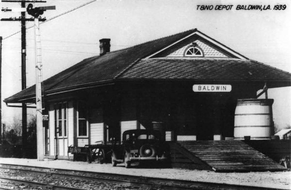 Baldwin Louisiana Depot Train Station Real Photo Vintage Postcard JF685847