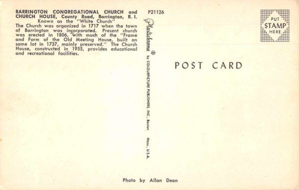 Barrington Rhode Island Barrington Congregational Church Postcard JF685898 - Image 2