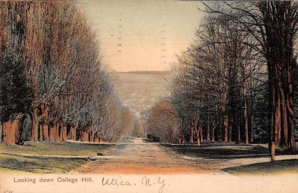 Utica New York Looking Down College Hill Vintage Postcard JF685914