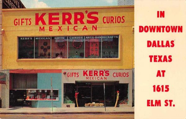 Dallas Texas Kerr's Mexican Curio Gift Shop Vintage Postcard JF685971