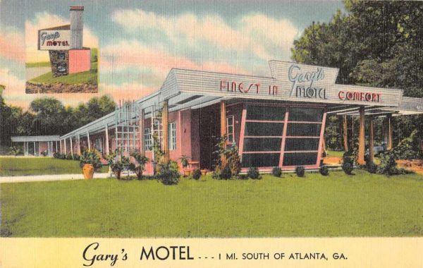 Atlanta Georgia Gary's Motel Linen Vintage Postcard JF685999