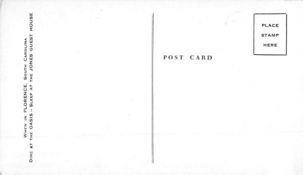 Florence South Carolina Jones Guest House Oasis Restaurant Postcard JF686003 - Image 2