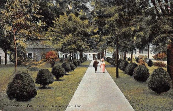 Thunderbolt Georgia Savannah Yacht Club Entrance Vintage Postcard JF686009