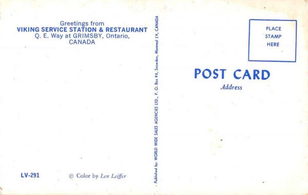 Grimsby Ontario Canada Viking Service Station Vintage Postcard JF686010 - Image 2