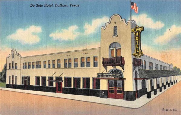 Dalhart Texas De Soto Hotel Exterior Vintage Postcard JF686015