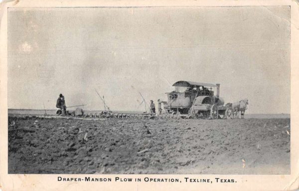 Texline Texas Draper Mansion Plow Farming Scene Vintage Postcard JF235311