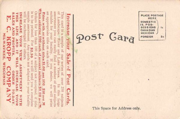 Milwaukee Wisconsin Kropp Co Postcard Advertising Vintage Postcard JF235320