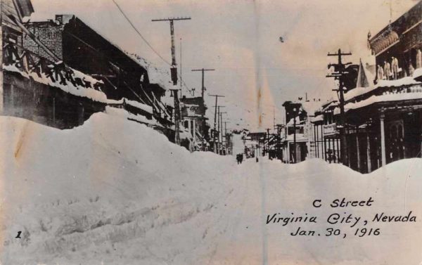 Virginia City Nevada C Street Snow Diasaster Real Photo Postcard JF235324