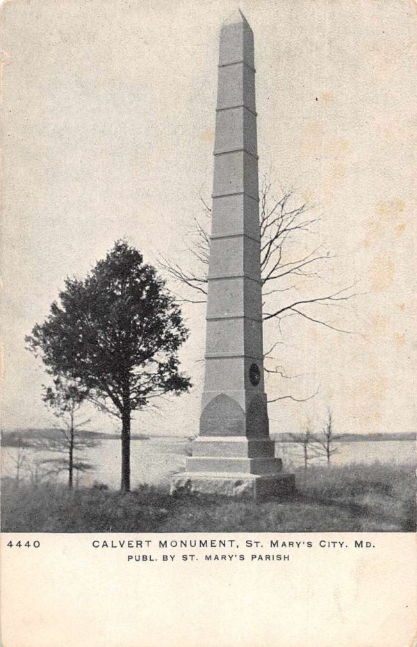 St Mary's City Maryland Calvert Monument Vintage Postcard JF235338