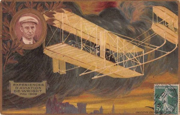 Wright Airplane in Flight Aviation Vintage Postcard JF235351