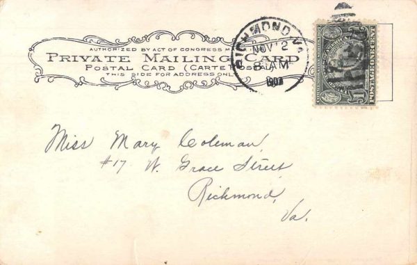 Yorktown Virginia Temple Farm and Monument Private Mail Postcard JF235395 - Image 2