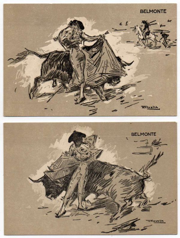 Group of 5 Belmonte Bullfighting Matedor Scenes Signed Vintage Postcard JF235504 - Image 2