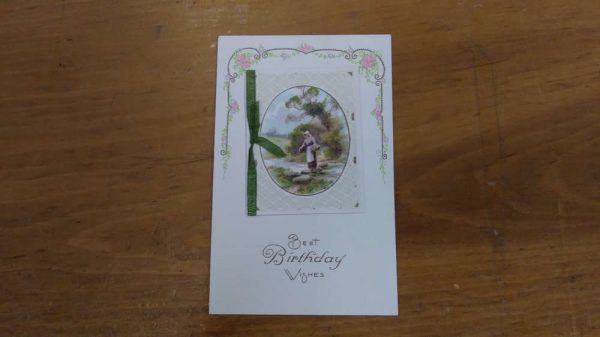 Birthday Greetings Pink Roses Fold Out Winsch Vintage Postcard JF235639