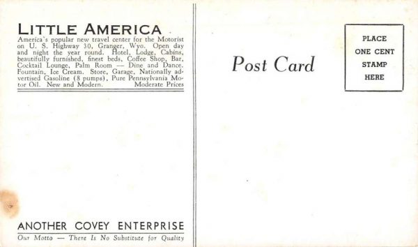 Granger Wyoming view of Covey's Little America antique pc ZC548596 - Image 2