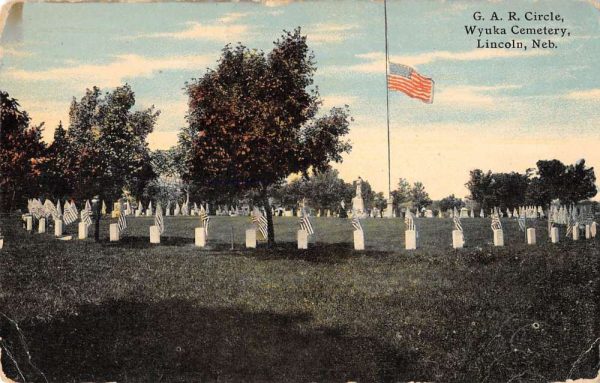 Lincoln Nebraska G. A. R. Circle Wyuka Cemetery antique pc ZC548604