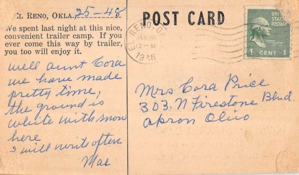 El Reno Oklahoma birds eye view Townsend Trailer Camp antique pc ZC548656 - Image 2