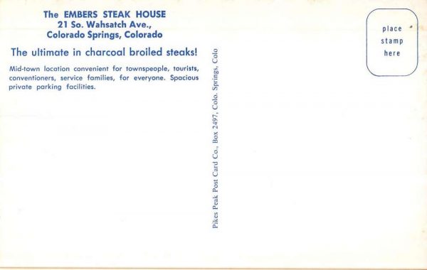 Colorado Springs Colorado outside The Embers Steak House vintage pc ZC548714 - Image 2