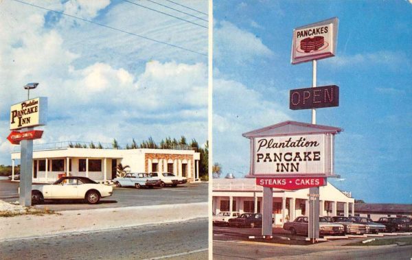 Naples & Ocala Florida Plantation Pancake Inn steaks & cakes vintage pc ZC548724