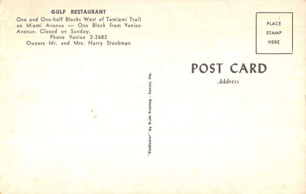 Venice Florida birds eye view Gulf Restaurant entrance vintage pc ZC548727 - Image 2