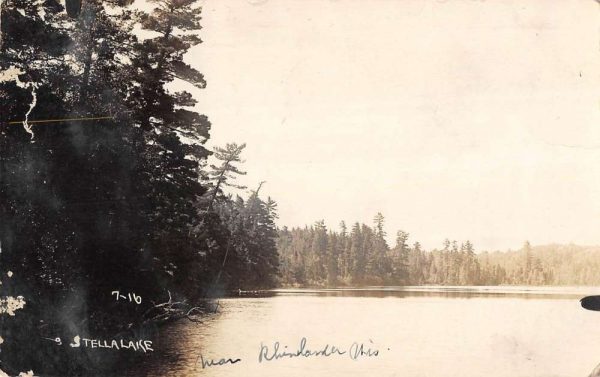 Rhinelander Wisconsin birds eye view Stella Lake real photo pc ZC548745