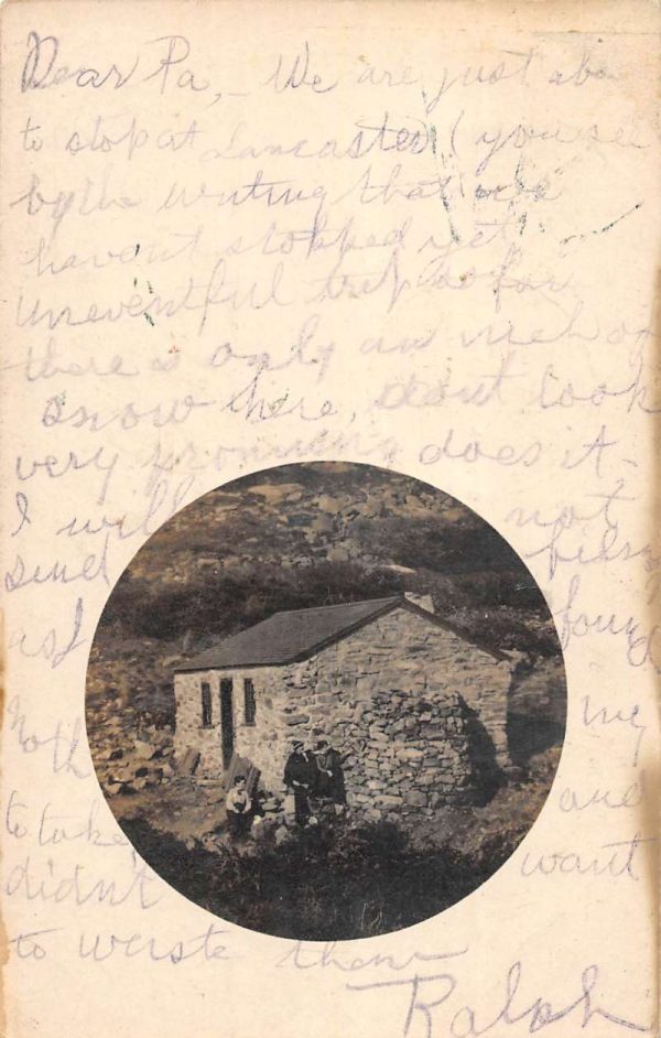 Colebrook New Hampshire postmark people stone house real photo pc ZC548770