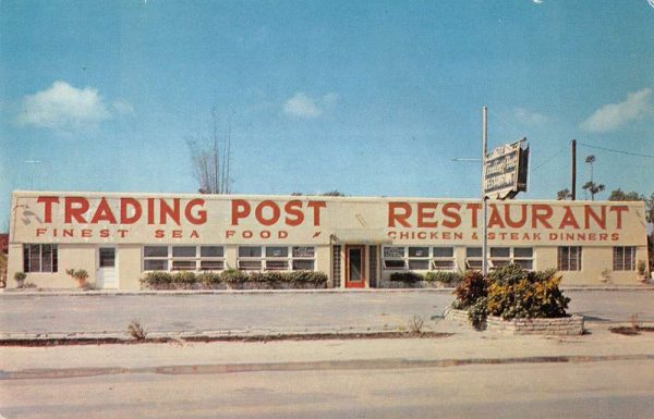 Homestead Florida birds eye view Trading Post Restaurant vintage pc ZC548778