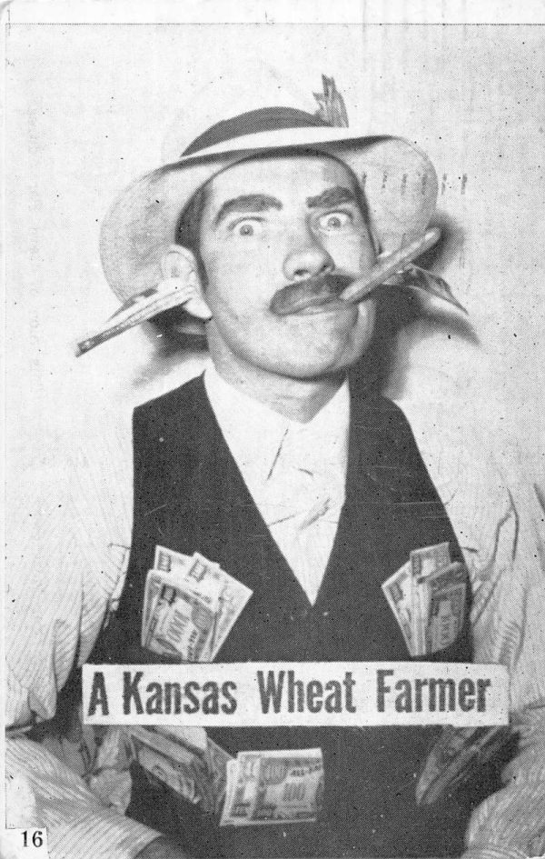 A Kansas Wheat Farmer man in hat with cigar humor antique pc ZC548787