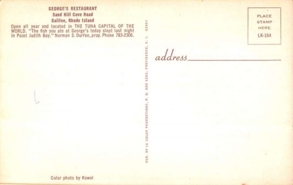 Galilee Rhode Island George's Restaurant & Clam Shell Gift Shoppe pc ZC548797 - Image 2