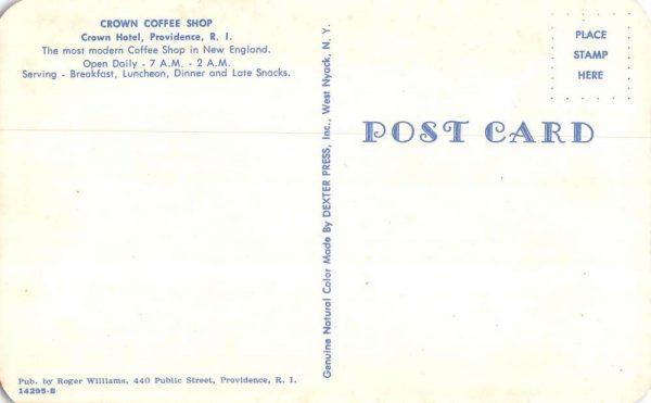 Providence Rhode Island counter seating Crown Coffee Shop vintage pc ZC548808 - Image 2