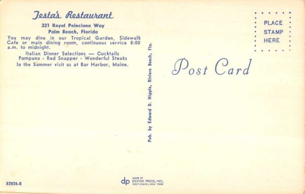 Palm Beach Florida multi-views Testa's Restaurant vintage pc ZC548838 - Image 2