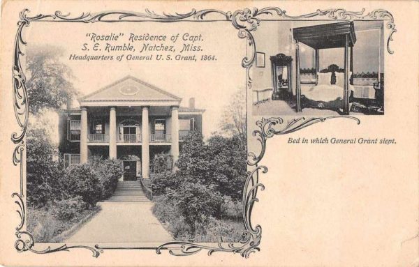 Natchez Mississippi "Rosalie" Residence of Captain SE Rumble Postcard JH230123