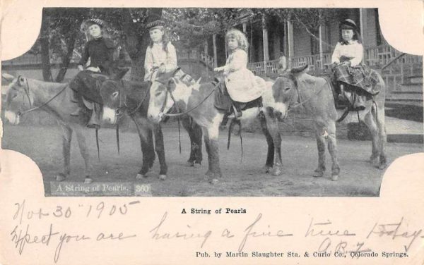 Colorado Springs Colorado Girls Riding Donkeys "String of Pearls" PC JH230253