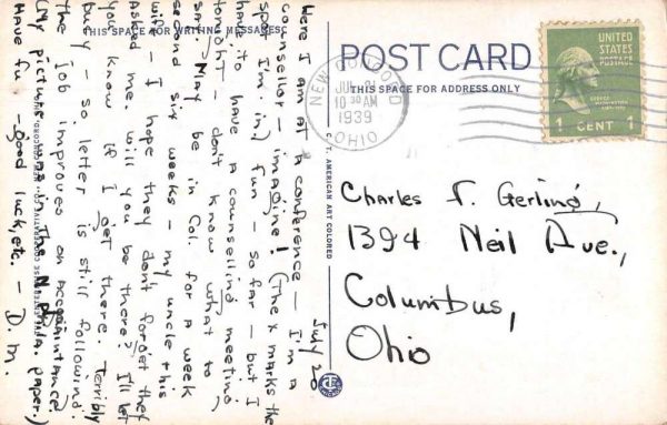 New Concord Ohio Muskingum College Ladies Dorm Vintage Postcard JH230326 - Image 2