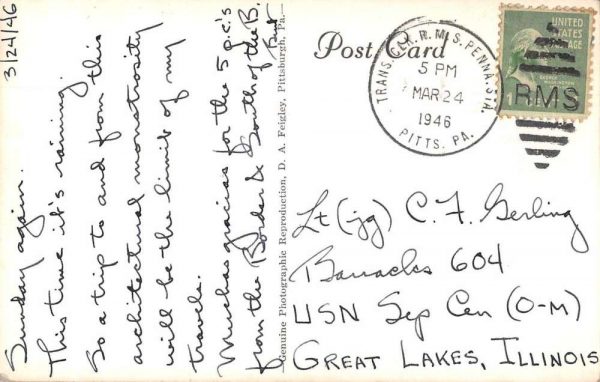 Pittsburgh Pennsylvania Carnegie Library Real Photo Vintage Postcard JH230337 - Image 2