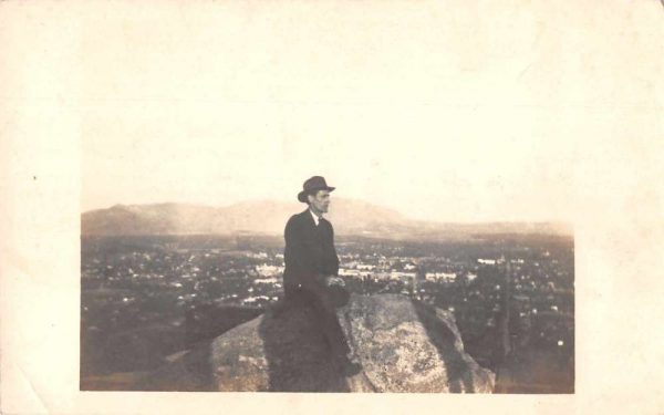 Riverside California Man sitting on Rock Real Photo Vintage Postcard JH230366
