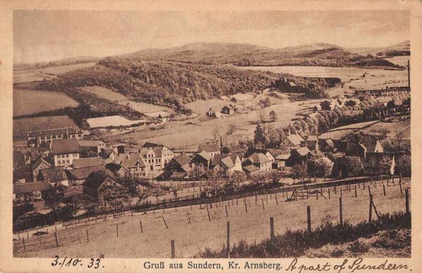 Arnsberg Germany Gruss aus Sundern Birds Eye View Vintage Postcard JH230408
