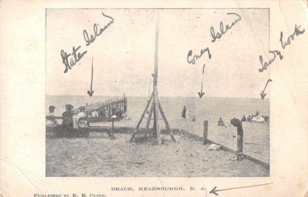Keansburg New Jersey Beach Scene Pier Vintage Postcard JH230432