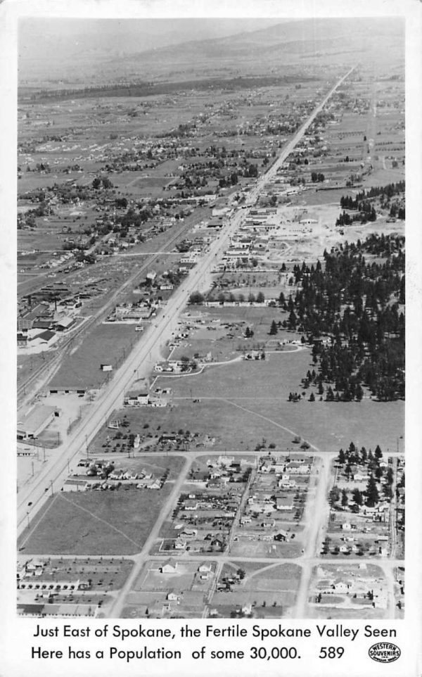 Spokane Valley Washington Birds Eye View Real Photo Vintage Postcard