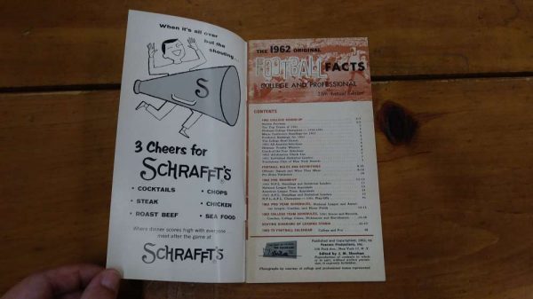 Schraftt's Original Football Fact 1962 Hand Held Media Guide J81612 - Image 2