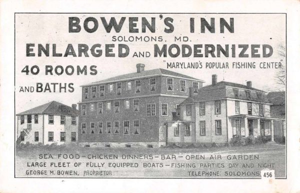 Solomons Maryland Bowens Inn Exterior View Advertising Postcard JH230554
