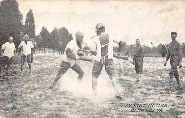 Camp Lee Virginia Bayonet Combat Military Vintage Postcard JH230587