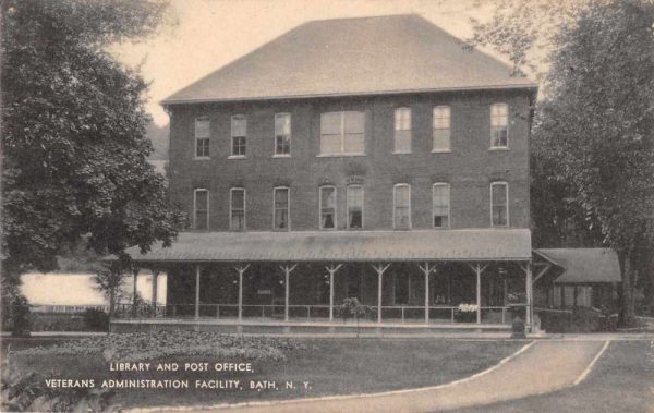 Bath New York Veterans Admin Facility Library Post Office Postcard JH230615