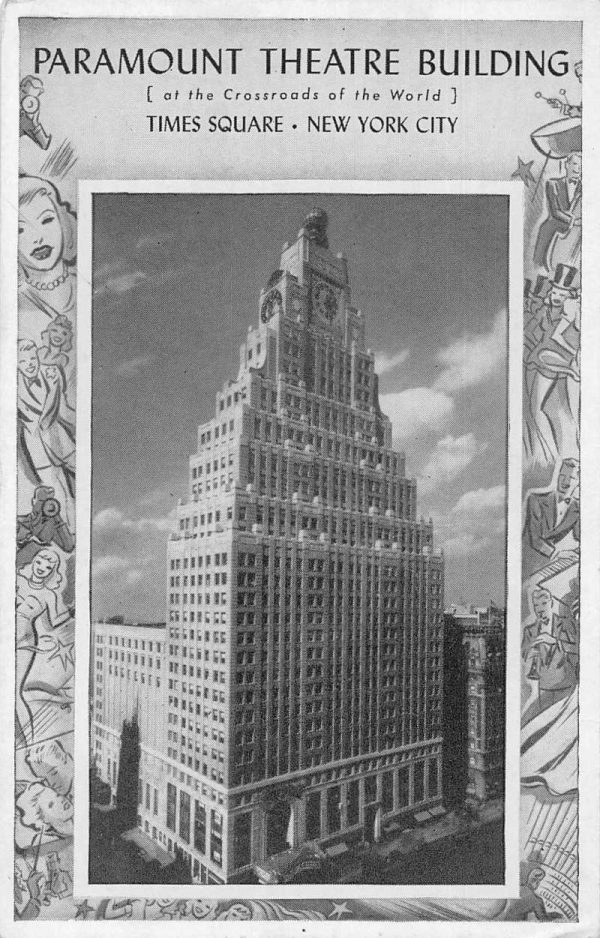 New York City Times Square Paramount Theatre Vintage Postcard JH230618