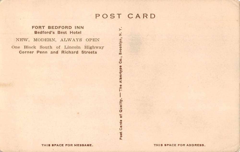 Bedford Pennsylvania Fort Bedford Inn Exterior View Vintage Postcard JH230632 - Image 2