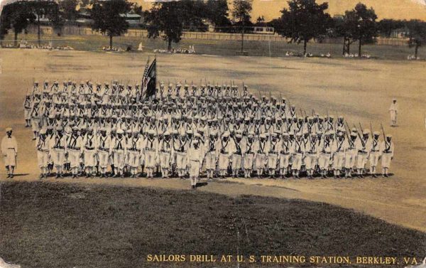 Berkley Virginia US Training Station Sailors Drill Vintage Postcard JH230700