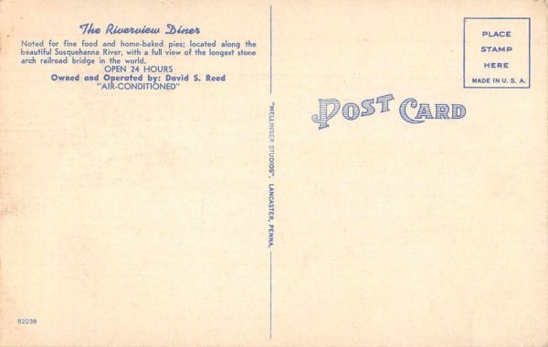Harrisburg Pennsylvania Riverview Diner and Bridge Vintage Postcard JH230707 - Image 2